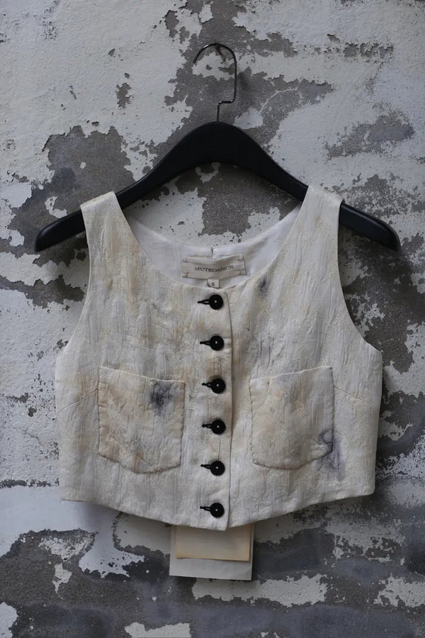 Mutedance 24 Spring/Summer Silk Button Vest MD-MD24SS51-HUIBAI hoary PM118